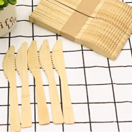 100 % natürliches Einweg-Bambusbesteck, 170 mm Länge, Bambusmesser, individueller Druck für Restaurants